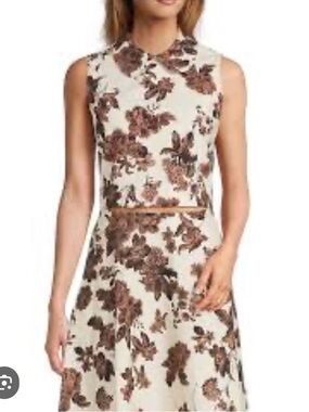 ANTONIO MELANI Cream and Brown Floral Two-Piece Skirt Set